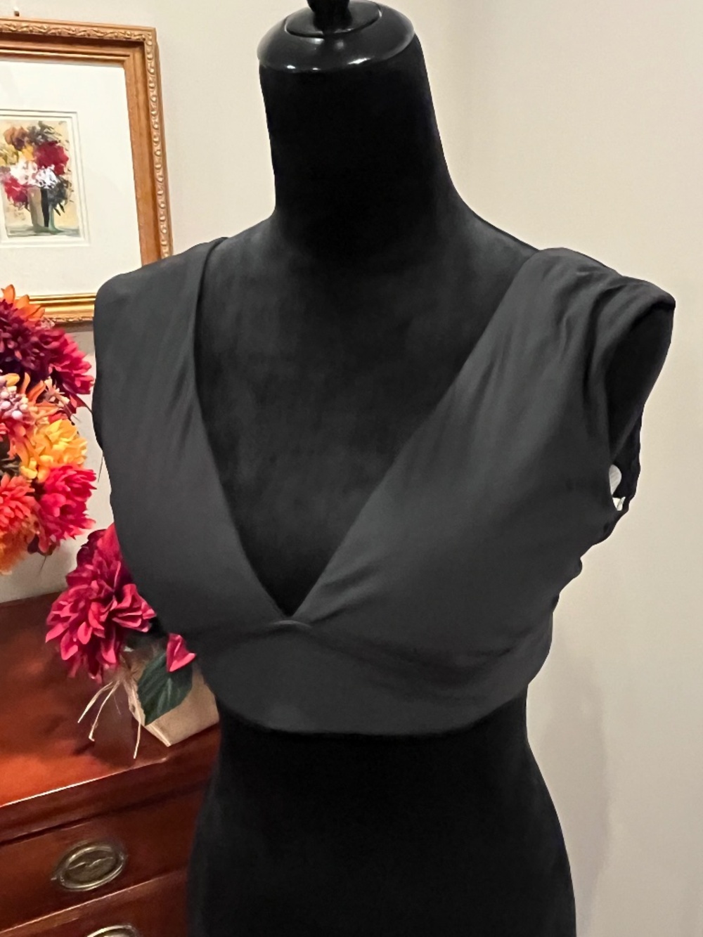 Calia Black Cap-Sleeveless Swim Top L